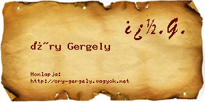Őry Gergely névjegykártya